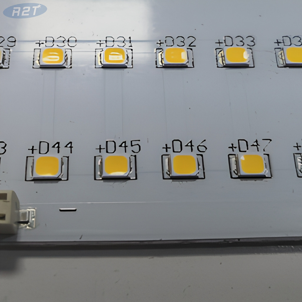 56-SMD2835 Высоковольтная алюминиевая плата со светодиодами (75-90 В, 200 мА) Специальные решения для печатных плат — R2T Industry