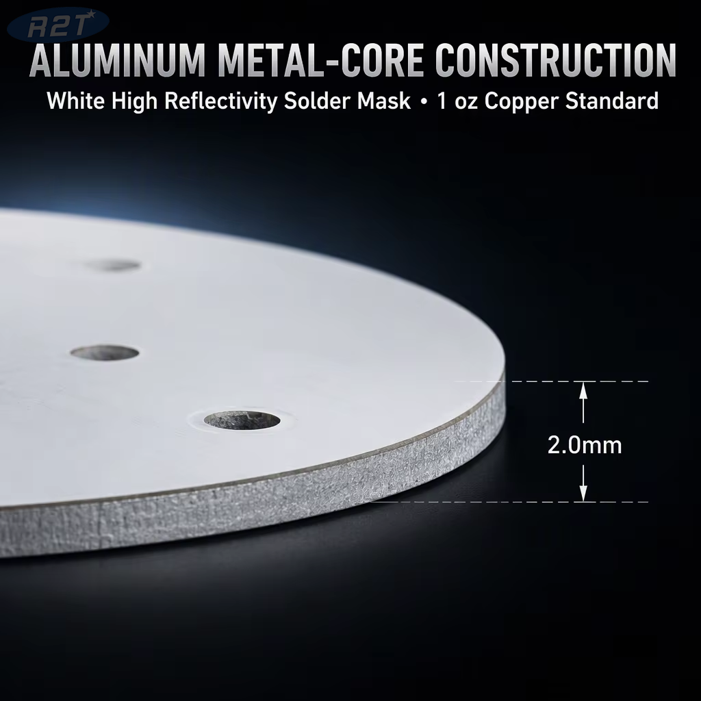 Изготовленная на заказ круглая алюминиевая печатная плата SMD2835 для светодиодных светильников и прожекторов R2T